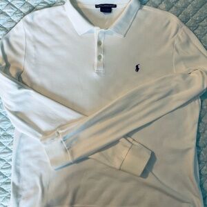 Women’s Ralph Lauren Sport Polo Shirt, Size Large, White, Long Sleeves
